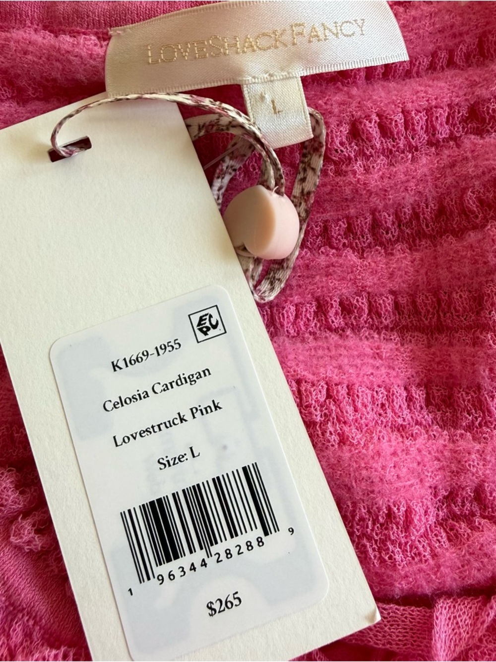 LOVESHACKFANCY Celosia Cardigan NWT Large $265 - Picture 5 of 5